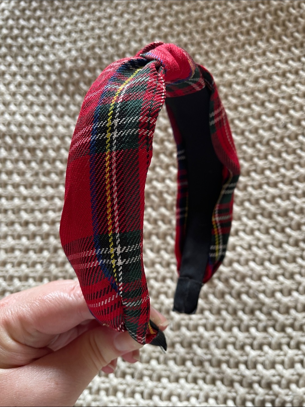 Red Plaid Holiday Knotted Headband — Women Christmas Accessories